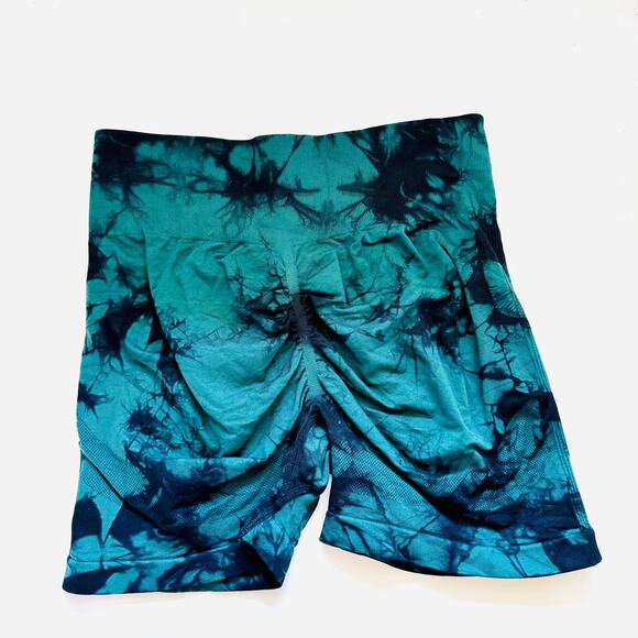 NEW Viral TikTok Black Seamless Tie Dye Scrunch Gym High Rise Short Shorts - Picture 12 of 16